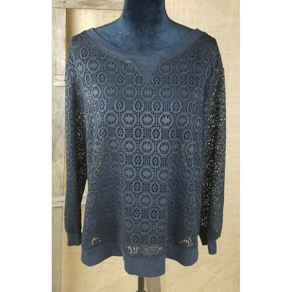 Lane Bryant plus size women 14/16 open knit long sleeve pullover‎ shirt gothic